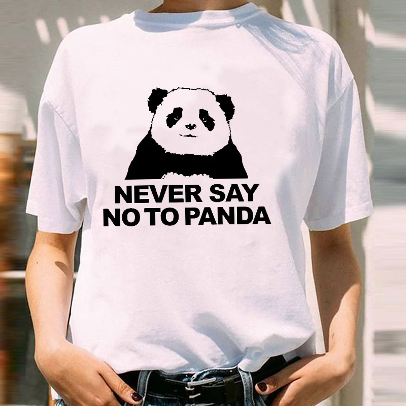 Women Sweet Funny Panda Cartoon Animal Summer Spring Girl 90s Short Sleeve  Lady Print Lovely Clothes Tops Tees Tshirt T-Shirt