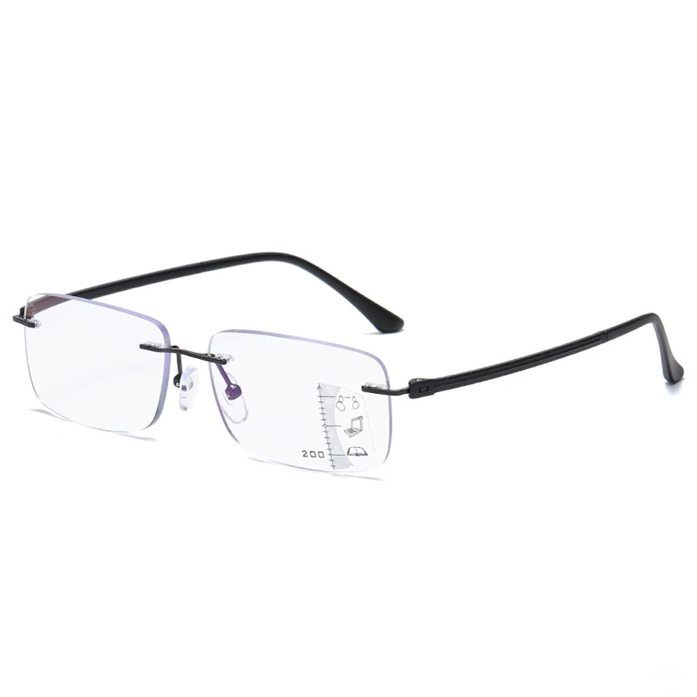 

Progressive Multifocus Reading Glasses Women Men See Near and Far Ultralight Rimless Resin Frame Anti Blu Anti Fatigue 1 2 to 4