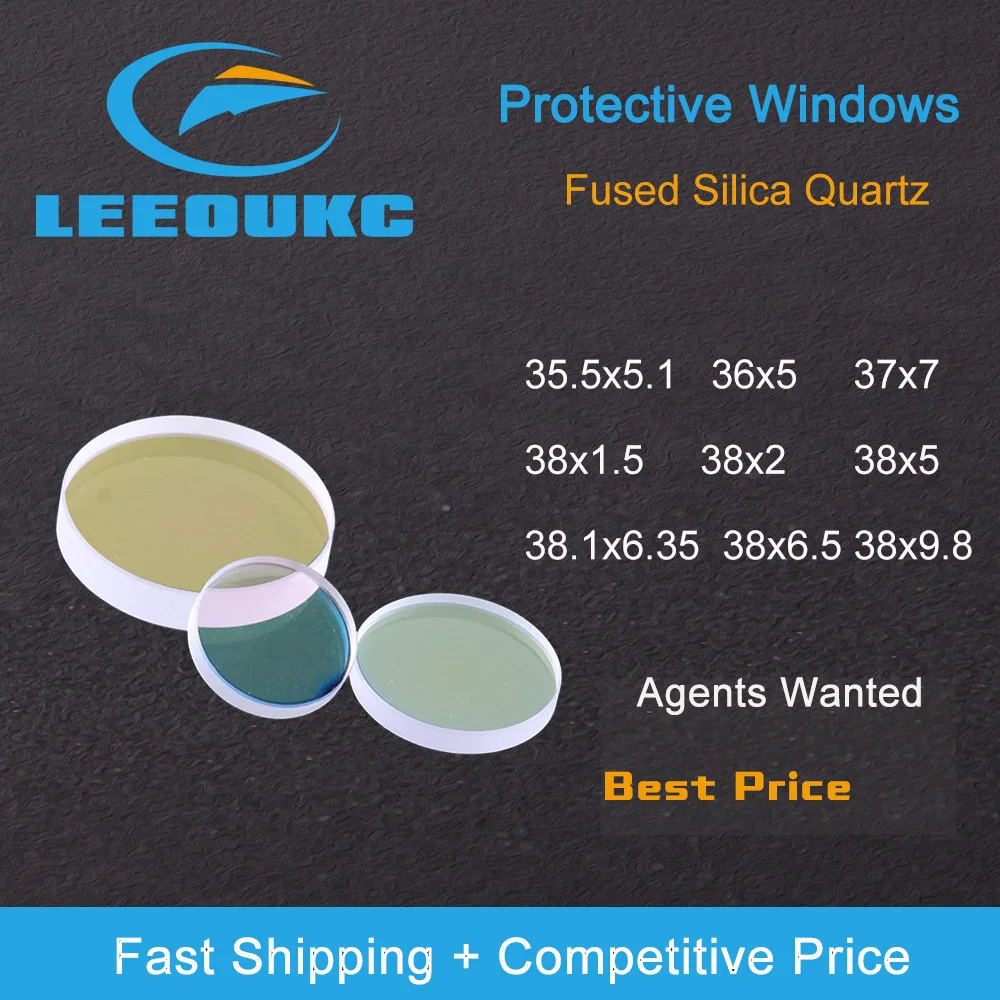 LEEOUKC Laser Protective Windows D35 - 39 Quartz Fused Silica for Fiber Laser 1064nm  Raytools WSX 36x5 37x7 38.1 1.6 37 x1.6