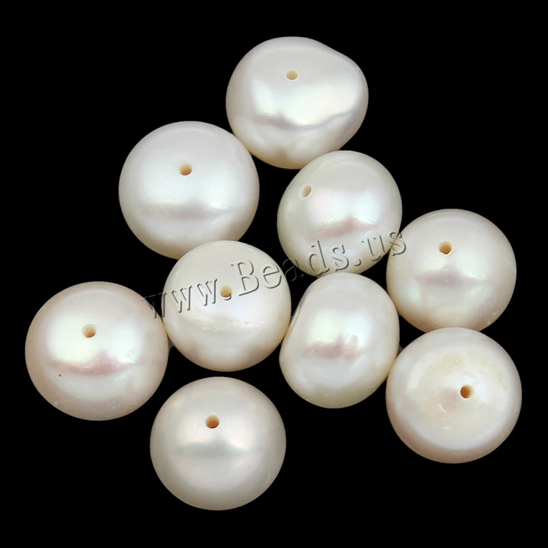 10PCs/Bag Natural Freshwater Pearl Loose Beads Button White 9-10mm Beads For DIY Jewelry Making Hole:Approx 0.8mm Sold By Bag