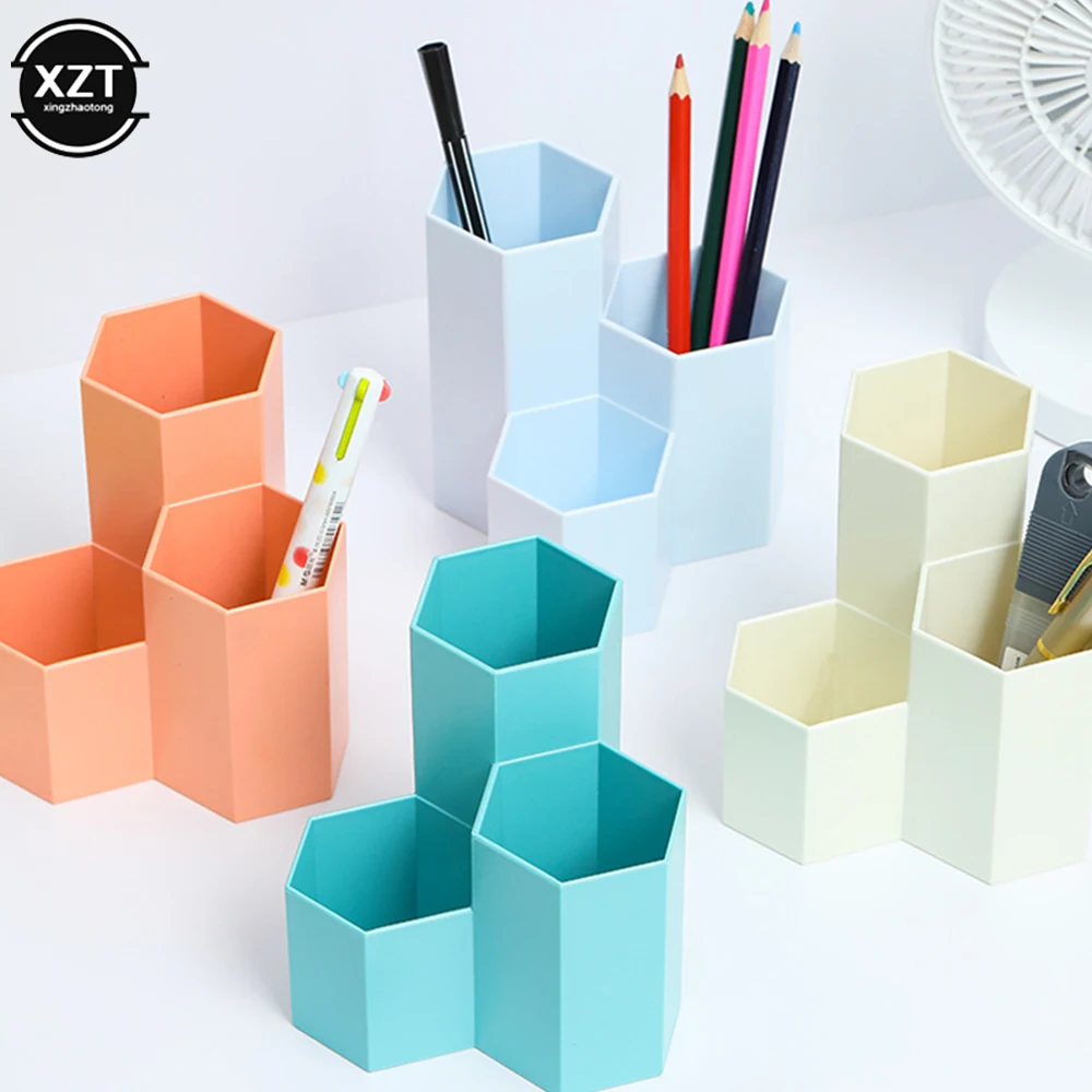 High Quality 1PC Hexagonal Pen Holder Container Stationery Organizer Storage For Home and Office Desktop Storage Box
