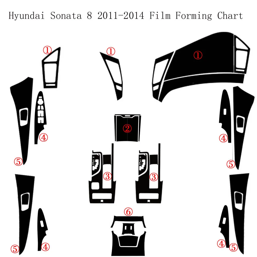 

For Hyundai sonata 8 2011-2014 Interior Central Control Panel Door Handle 5D Carbon Fiber Stickers Decals Car styling Accessorie