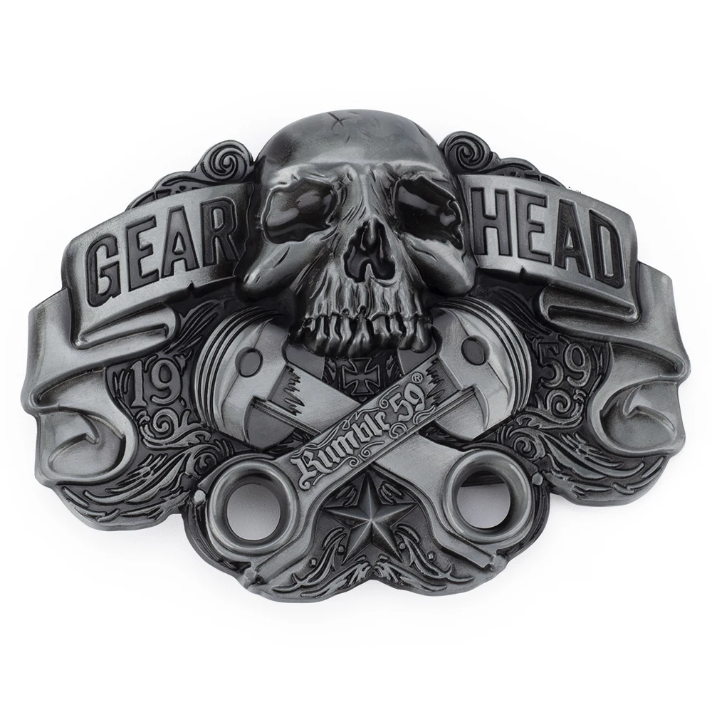 Gear Head Belt Buckle for Men Alloy Width 4.0cm