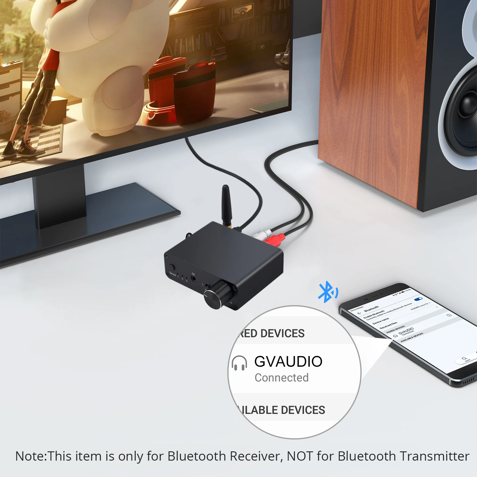 eSYNiC 192kHz Bluetooth-compatible 5.0 DAC Digital To Analog Converter QCC3003 Chip With Headphone Amp Audio Adapter Support AAC