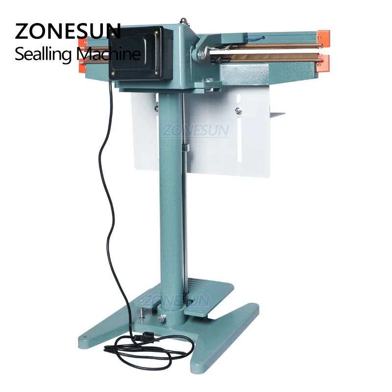 ZONESUN Pneumatic Foot Pedal Heat Sealing Machine Dry/Wet Aluminum Foil Plastic Bag Heating Sealer Food Beverage Machinery