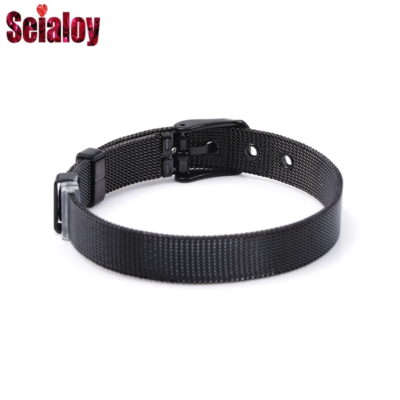 Seialoy 10mm High Quality Stainless Steel Black Mesh Belt Bracelets Fit Original Charm Strap Bangle For Man Jewelry Accessories