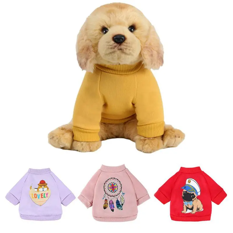 Winter Dog Clothes Soft T-shirt Warm Vest Cartoon Round Neck T-shirt For Small Medium Dogs Pet Puppy Hoodie Coat Dog Clothing