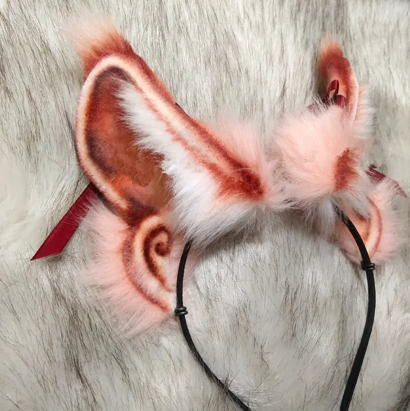 Nuevo Original Caracal duende bestia diadema para orejas Lobo oreja de conejo oreja Chacal oído diadema para chicas Halloween Cosplay Accesorios