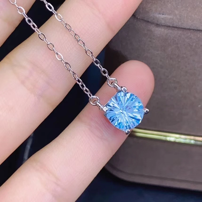 KJJEAXCMY fine Jewelry 925 Sterling Silver Natural blue topaz Girl new noble Pendant Necklace Support Test Chinese style