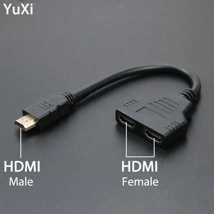 

YuXi HD Video Cable Connector HDMI Splitter Cable 1 Male To Dual HDMI 2 Female Y Splitter Adapter in HDMI HD LED LCD TV