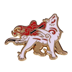 Okami Amaterasu brooch badge White Wolf God Enamel Pin Video Game Fandom Art Addition