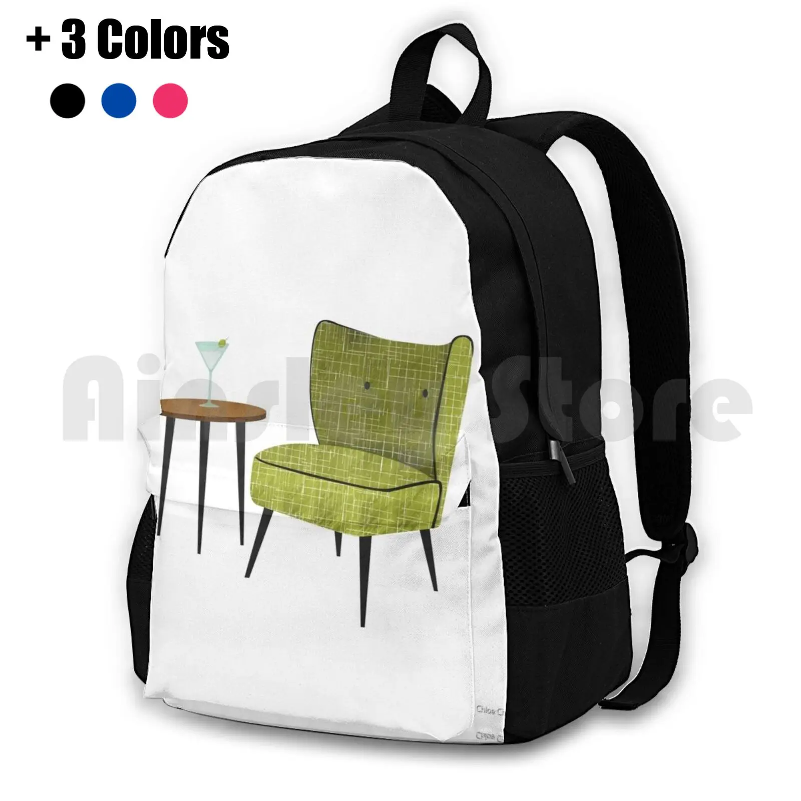 Time Outdoor Hiking Backpack Waterproof Camping Travel Mid Century Modern Mid Century Homeware Chair Retro 50s 60s Vintage