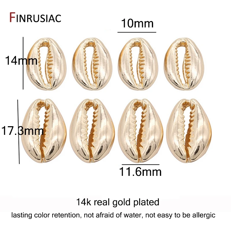 FINRUSIAC Jewellery Making Supplies Sea Shell Charm Pendants For DIY Necklace Bracelet Earrings Accessories 14K Gold Plated