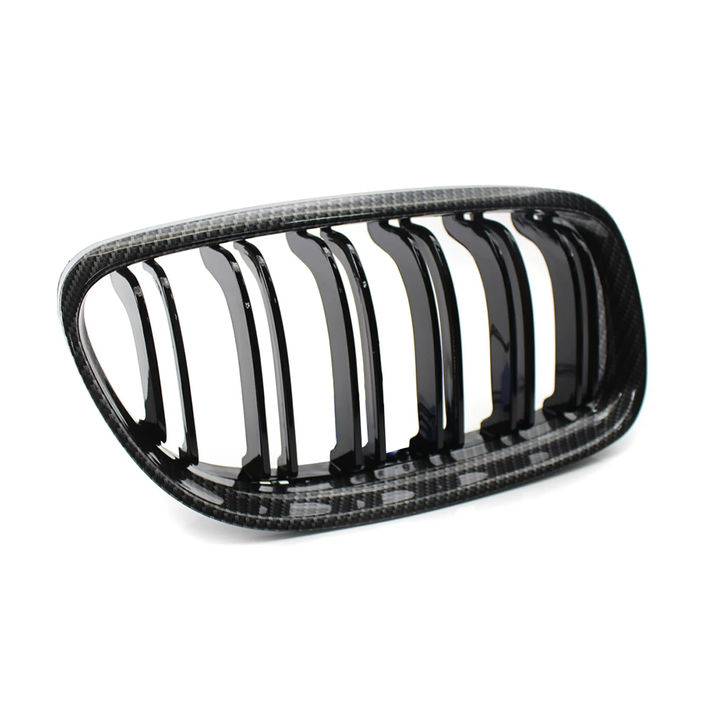 A Pair Car Front Bumper Grill For BMW E90 E91 3 Series 320i 325i 328i 330i 2009-2012 Carbon Fiber Look Front Kidney Grille