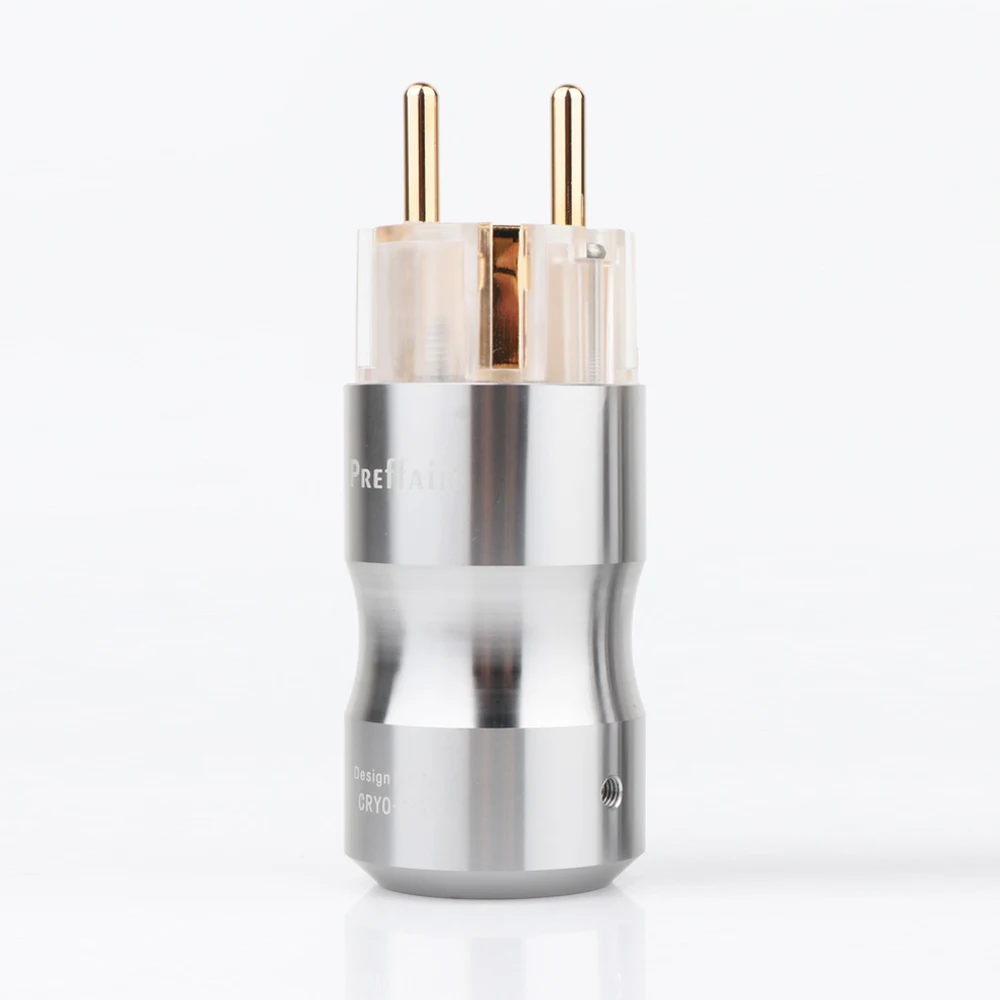 P089ETG 1 pair Preffair Hifi audio 24K Gold plated Transparent EU Schuko  power plug Audio power plug HIFI Power supply socket