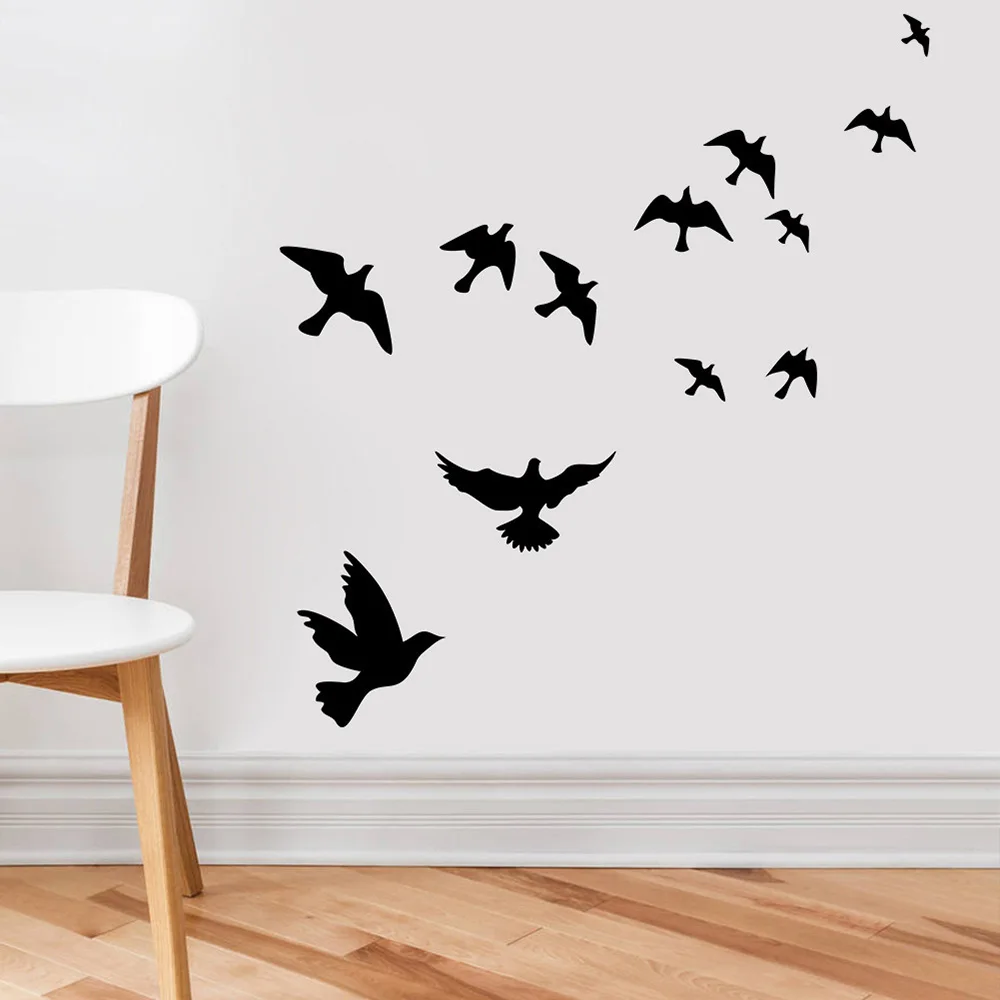 12Pcs/set Bird Wall Stickers Home Decoration For Kitchen Fridge Bathroom Kids Room Wall Decor Peel & Stick Waterpoof Vinyl Mural view 5