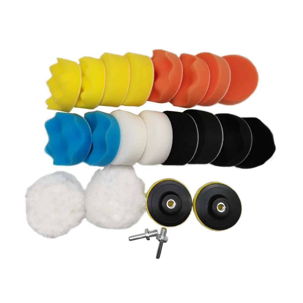 

22pcs Buffing Pad 3' inch Car Sponge Polishing Pad Kit Polisher M10 Drill Adapter Waxing Compound Tools Removes Scratches