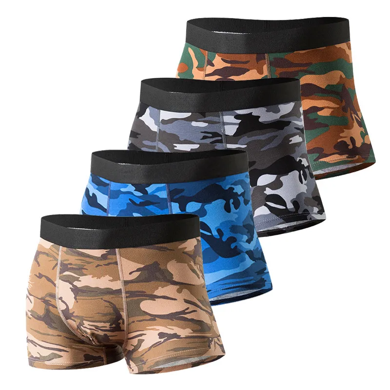 4pcs/Lot mens boxers Camo Men\'s boxer briefs Cotton Modal Camouflage Underpants Man Classic sexy underwear for men