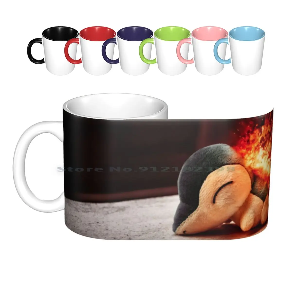 Cyndaquil Ceramic Mugs Coffee Cups Milk Tea Mug Fire Cyndaquil Red Evolution Freak Gamefreak Photoshop Creative Trending