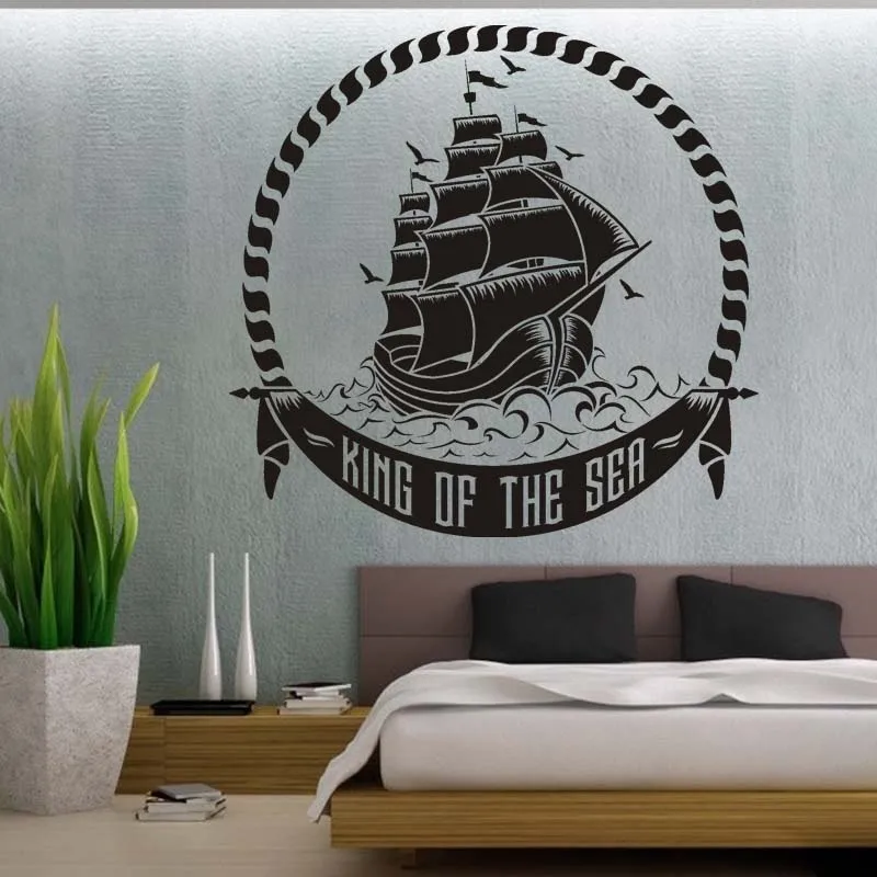 Vinyl Decal Viking Ship Scandinavian Wall Decal Sticker Boy Ship Nursery Peter pan Gift Bedroom Sea