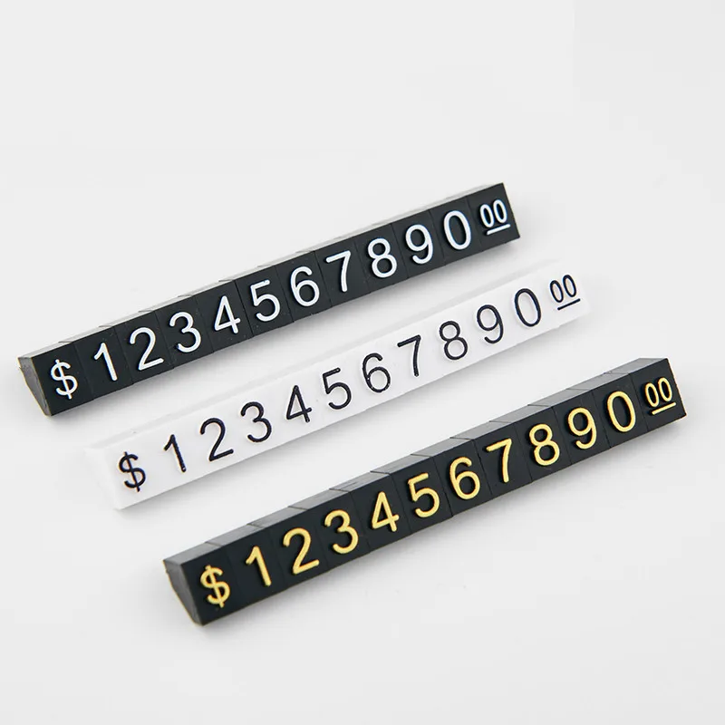 30 Strips 7x9mm Plastic Price Display Cubes Tags Adjustable Number Price Label Tags Dollar Eur Jewelry Price Cube Tags