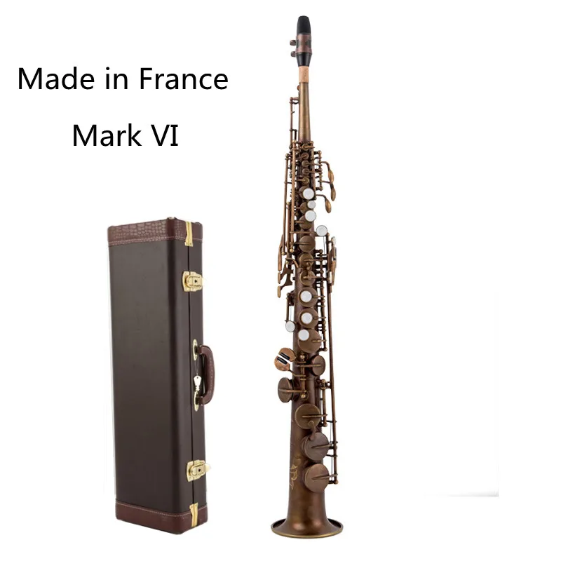 

High Quality Brand MFC Soprano Saxophone Mark VI Antique Copper Simulation B-flat Soprano Sax Mark VI Mouthpiece Reeds Neck