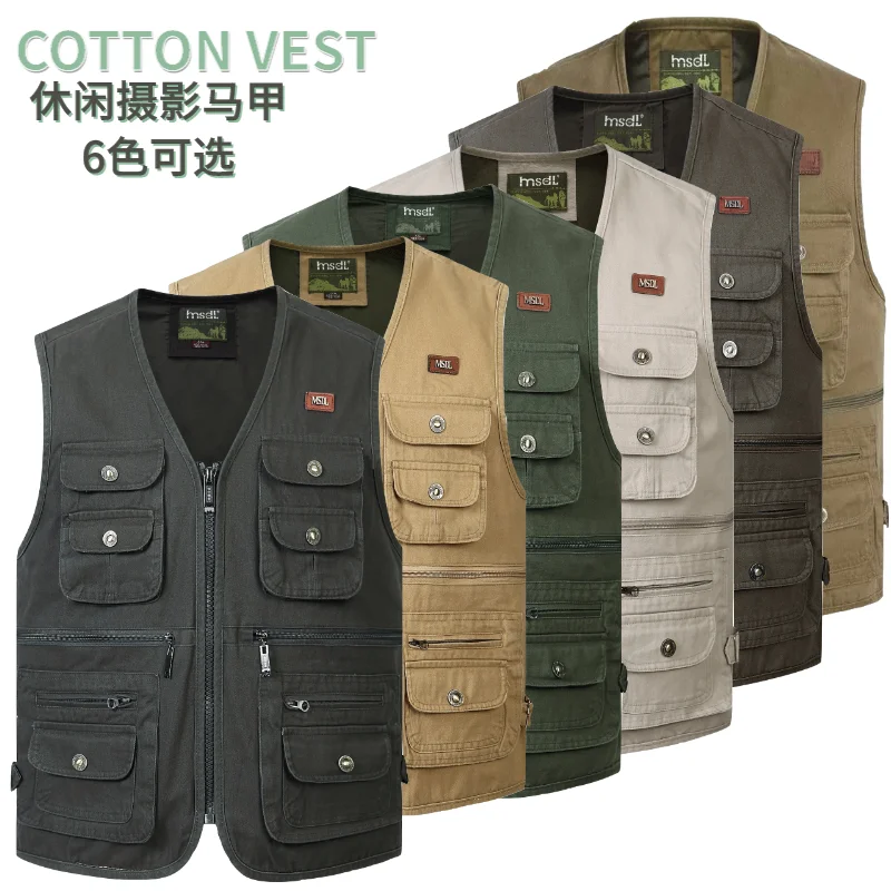 Plus Size S-4XL Tactical Masculine Waistcoat Male Multi Pocket Unloading Sleeveless Vest Photographer Reporter Summer Jacket