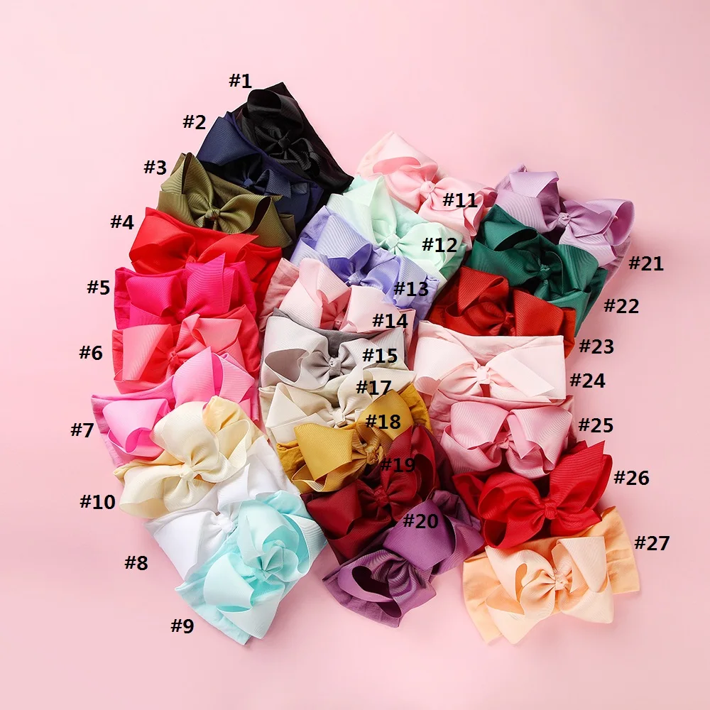 26 Colors 6 Inches Baby Girls Large Big Bows Headbands Elastic Nylon Hairbands Turban Hair Accessories for Newborns Infants Todd