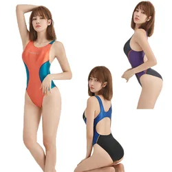 AMORESY Summer Swimwear Women Sexy Swimsuit Bathing Swimming Suit One Piece Bodysuit Suits Shiny Satin Glossy Opaque Swimwear