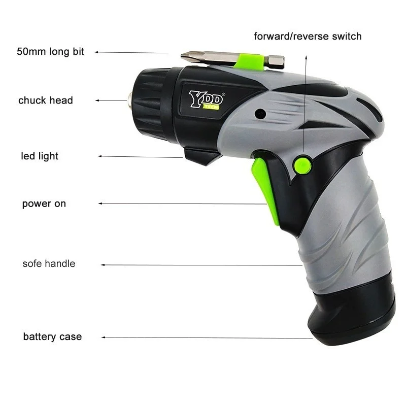 6V Mini Battery Cordless Electric Screwdriver  Rotary Screw Driver With Work Light And 8 Bits For Household Maintenance