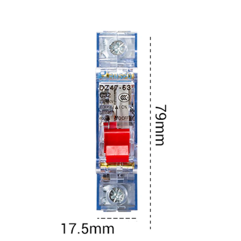 DZ47-63 1P2P AC 6A 10A 16A 20A 25A 32A 40A 50A 63A transparent AC250V Mini Circuit breaker