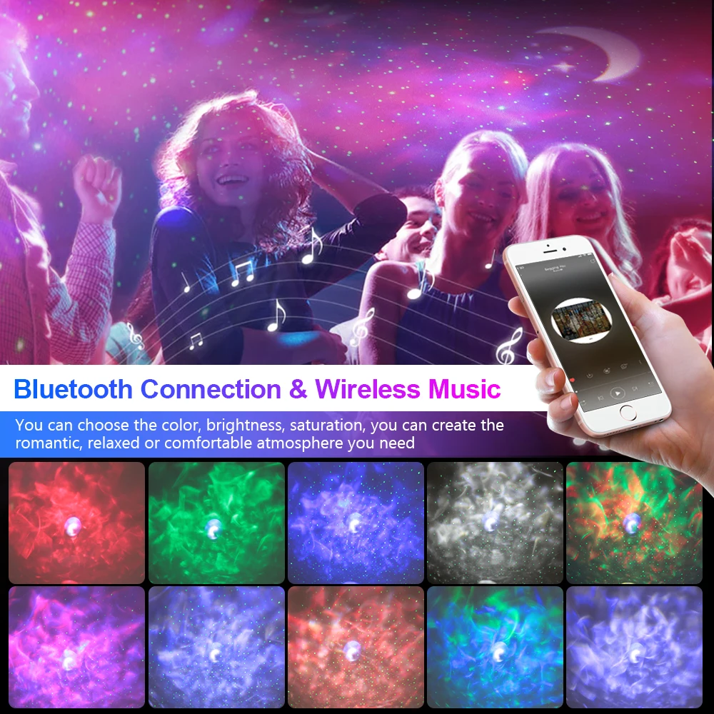 USB LED Night Light Projector Galaxy Lamp Moon Music Starry Water Aurora LED Projector Light Bluetooth-compatible For Home Decor