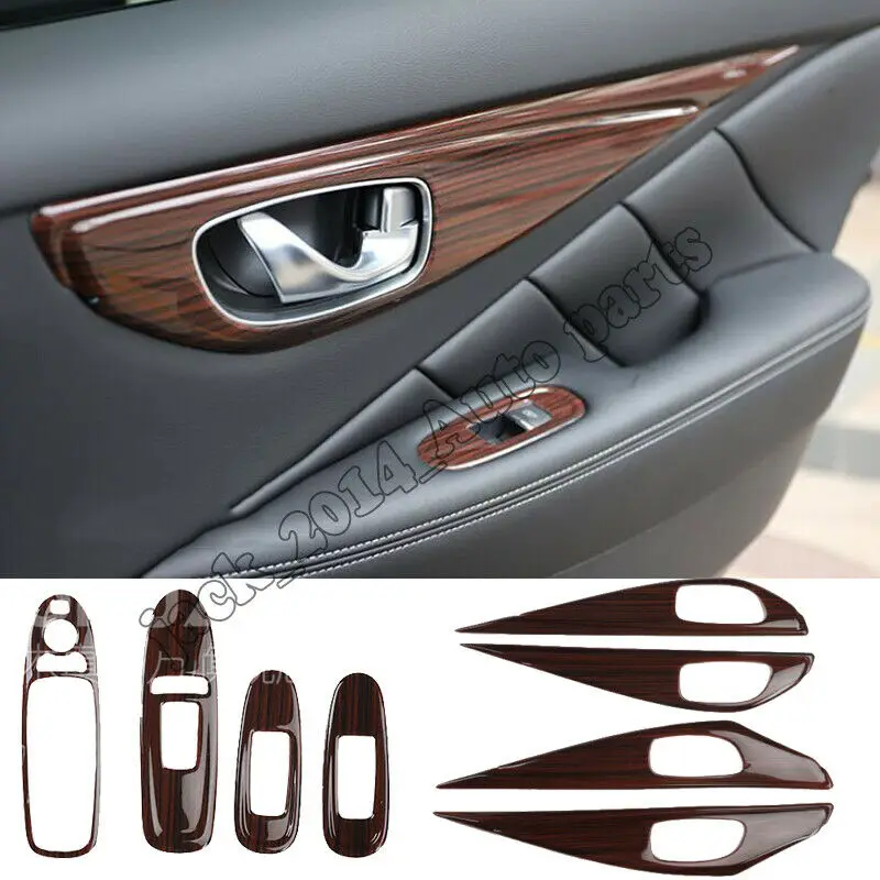 

Peach wood grain Interior Door Handle Frame Cover 8pcS for 2014 2015 2016 Infiniti Q50