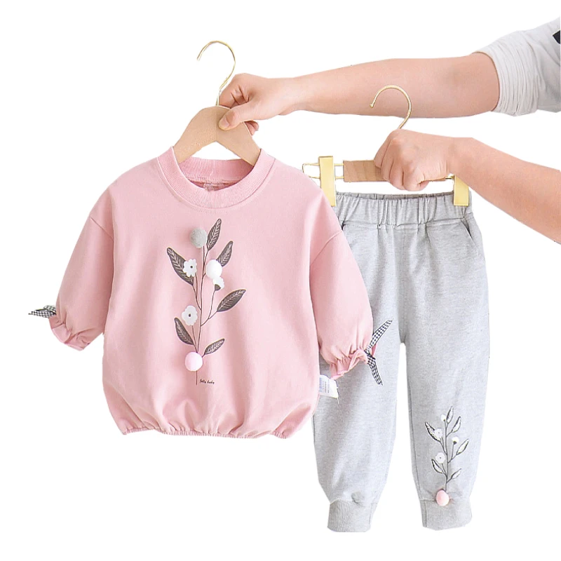 1-4yeae old spring autumn children two-piece cartoon printed Boys girls Sweater jacket + pants fashion new quality Kids clothing