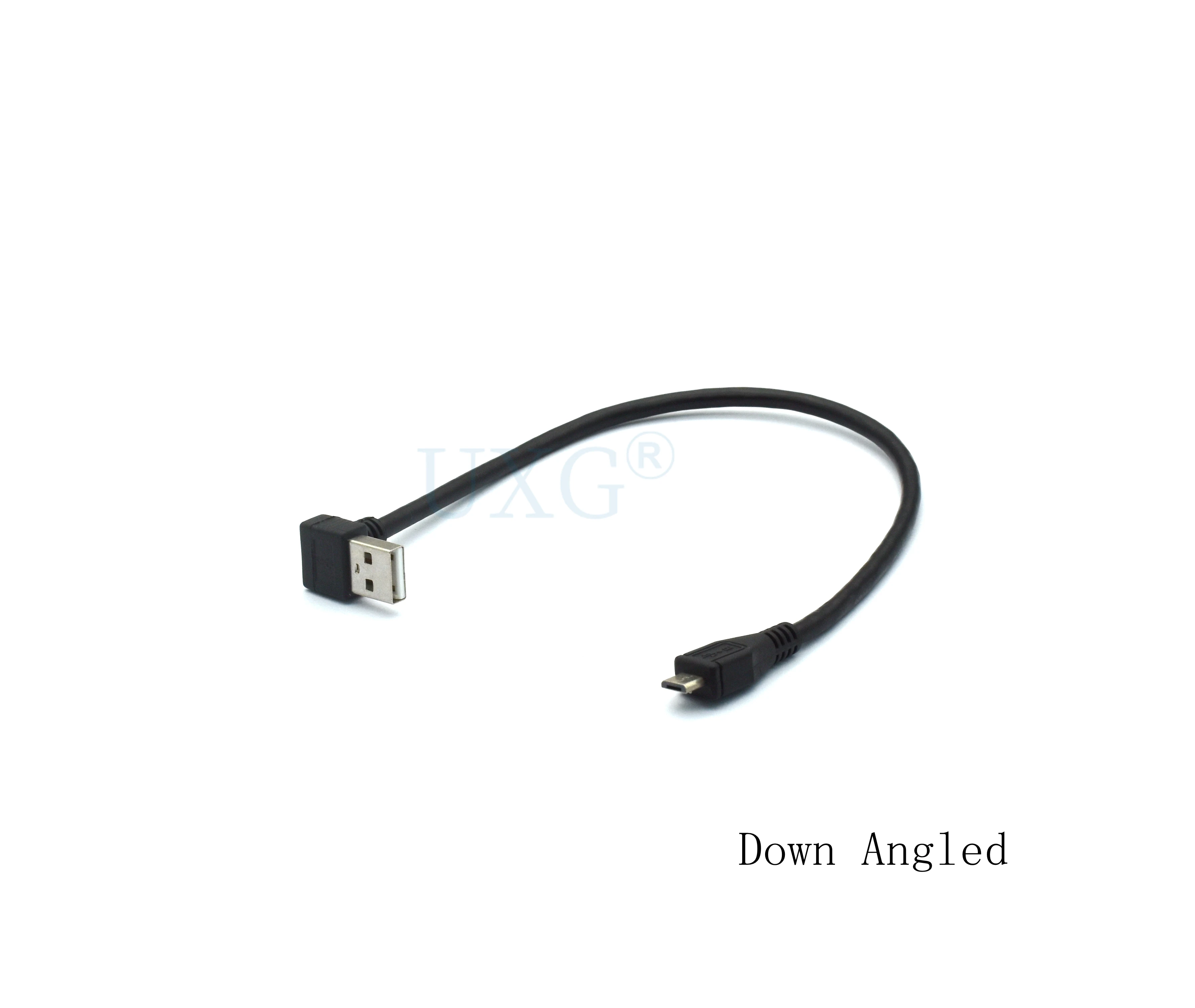 Вверх и вниз Угловой 90 градусов USB 2,0 AM штекер к микро usb штекер прямой зарядный кабель для передачи данных для планшета мобильный телефон 25 см