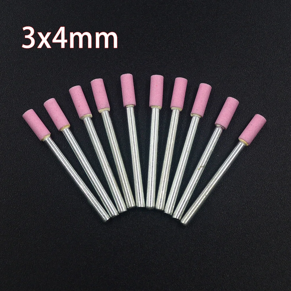 Ensemble de 10 pièces de pierre à monter 3x4mm, accessoires pour outils Dremel distants, tête de meule