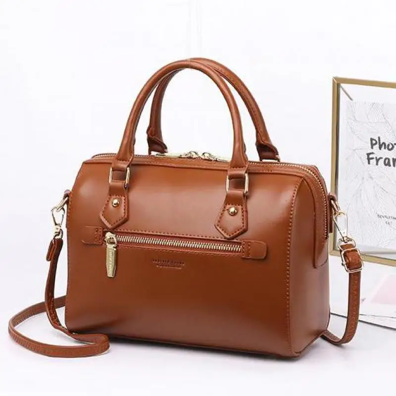 Boston Shape Pu Leather Women Handbags 2022 Lady Shoulder Bag Brand Designer Female Crossbody Messenger Bag Travel Totes Purse