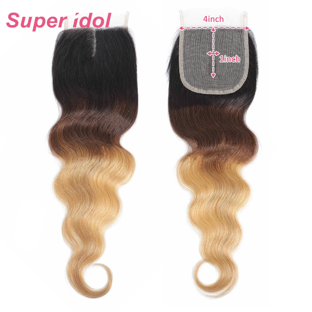 

1B/4/27 Body Wave 4X1 Tpart Lace Closure Brazilian 100% Remy Human Hair frontal closure Pre-Plucked with Baby Hair Extensions