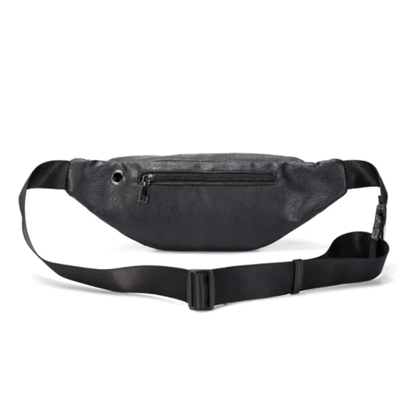 Man Leather Waist Packs Travel Fanny Pack For Men Water proof Pu Waist Bag Male Belt Bag Multifunction Chest Bag