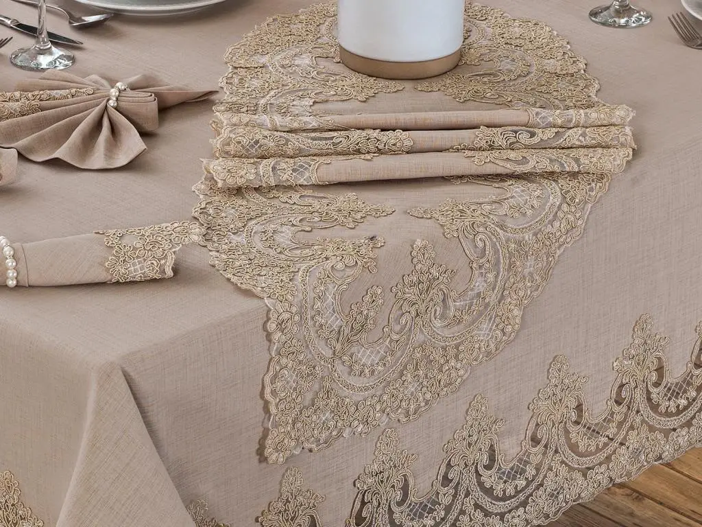 Lisa Table Cover Set 18 Piece Cappucino