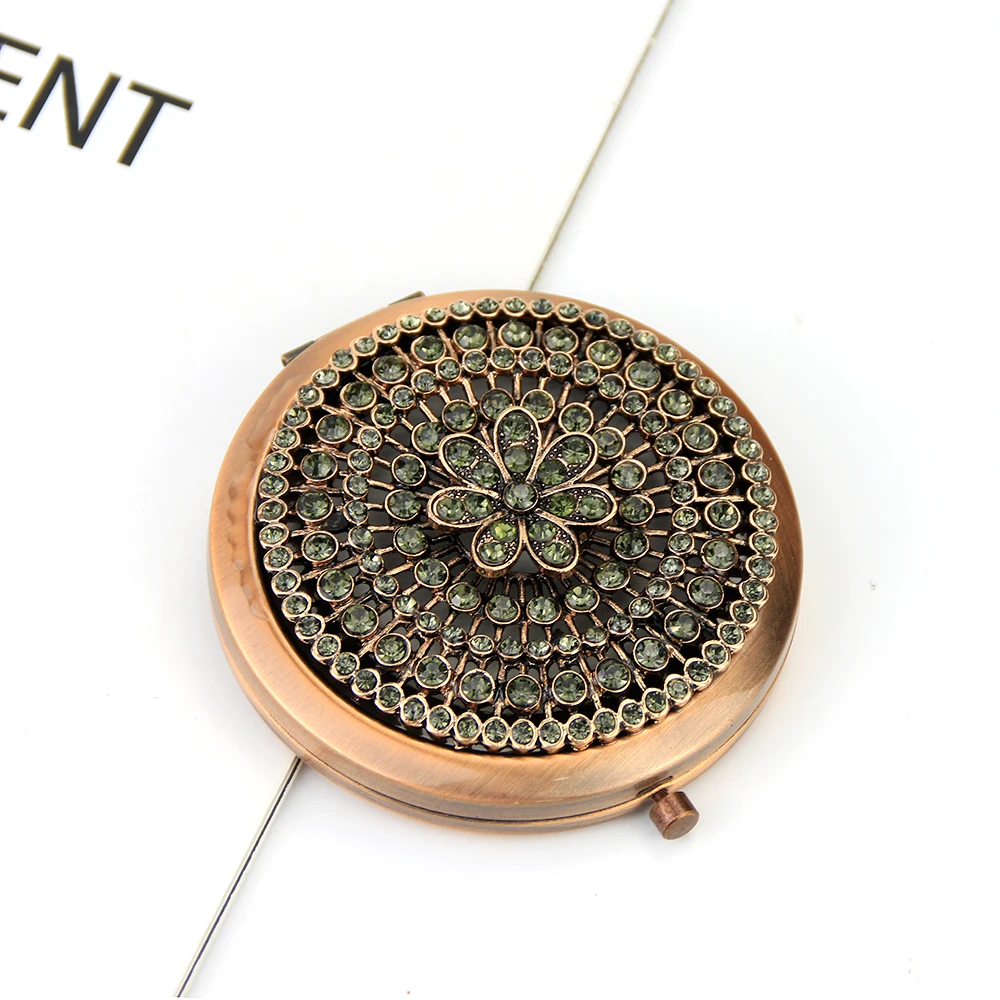 Sunspicems Vintage Moroccan Rhinestone 2-Face Portable Comb Set Makeup Mirror Cosmetic Mirror Turkish Deisgn Ethnic Bridal Gift