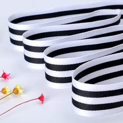 2M 4CM Double Sided Stripe Black And White Stripe Grosgrain Ribbon Vertical Stripe Wave Tape Chevron Ribbon Soft Fabic Wrap Band