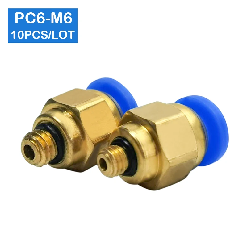 High Quality  PC6-M6 10pcs BSPT, 6mm to M6 Pneumatic Connectors Ｍale Ｓtraight Ｏne-Touch Fittings