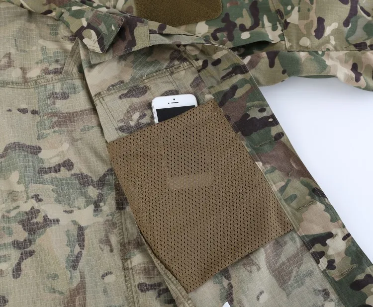 Field Training Shirt Men Outdoor Camping Hiking Fishing Plaid Cloth Wearproof Camo Breathable Shirts