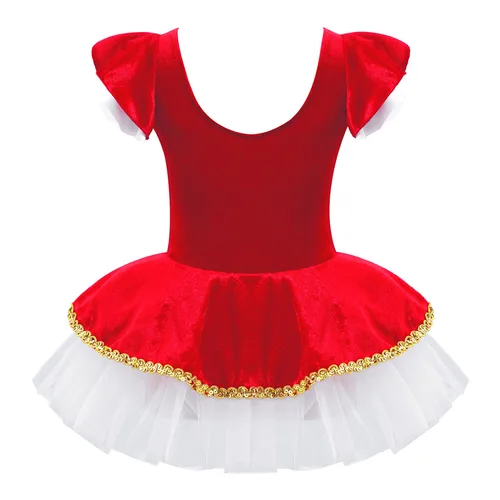Imagen 2 del producto Vestido tutú de malla con mangas abullonadas para niñas, leotardo de Ballet, Ropa de baile, disfraz de maestro de ceremonias de circo, disfraces de fiesta de graduación de Hada de bailarina