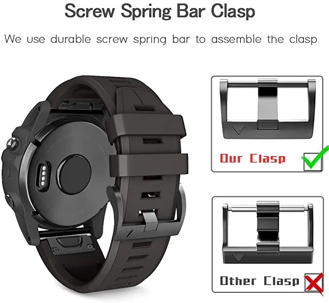 Correa de silicona para reloj Garmin Fenix 5, 5X, 3 HR, Fenix 6X, 6 Pro, 935, 945, hebilla de acero de liberación rápida, 26 y 22MM