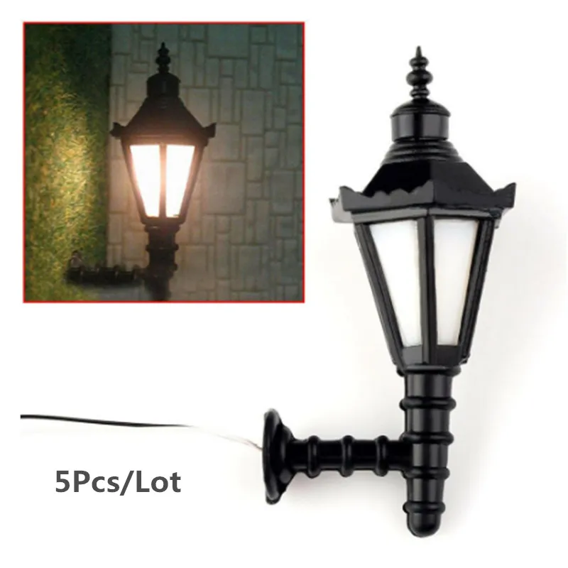 5Pcs  Model Railway 1:25 1:50 1:75 1:100 1:150 1:200 Led Lamppost Wall Lights HO Scale 3V Model Outdoor Light Model Building Kit