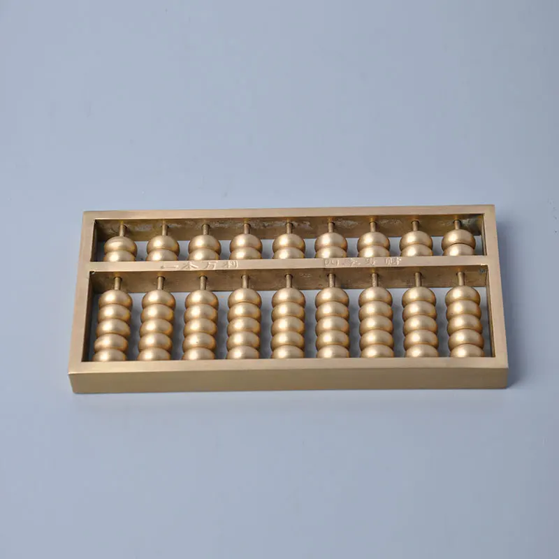 9 File Chinese Fengshui  Golden Pocket Abacus Bead Arithmetics Metal Lucky Fortune Home Decoration