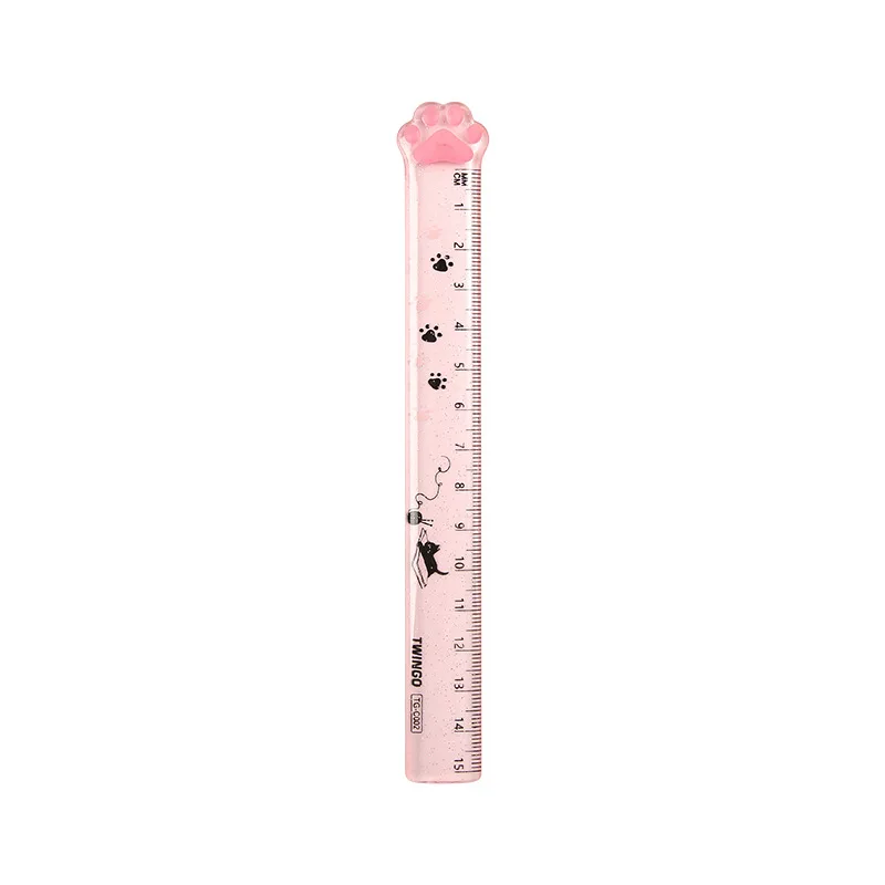 Lovely Cat Clear Plastic Ruler 15cm 6 Inch Straight Ruler Transparent Plastic Ruler Kit Measuring Tool For Student School Office