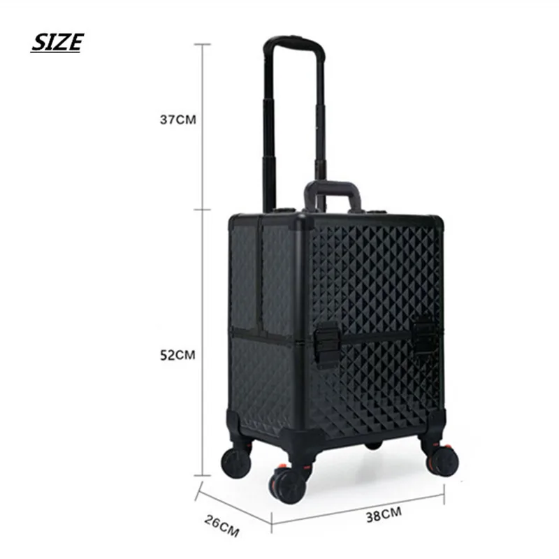 Makeup Case for Makeup Artist Cosmetic Bag Tool Box with Wheel Rolling Beauty Suitcase Large Capacity Makeup Bag Trolley Luggage